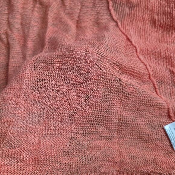 Eileen Fisher Coral Pink Linen Open Front Cascading Waterfall Cardigan S - Picture 4 of 6